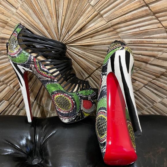Christian Louboutin Zoulou 160 Python Masai/Kid Multicolor Heels - Picture 3 of 4
